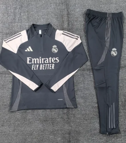 2024-25 Real Madrid Half-Zip Dark Gray Suit (Kids)