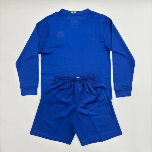 2008-09 Manchester United  away blue retro long sleeve kid kit