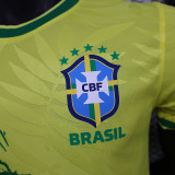 2024-25 Brazil yellow dove of peace player version jersey   (The player version is more slim fit, it is recommended to buy one size larger)