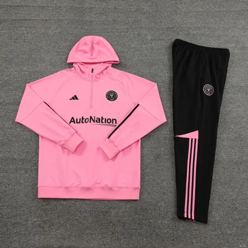 2023-24 Inter Miami Pink Half Zipper Hoodie Jacket+Pants