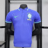 Brazil 2024-25 blue polo player version  (The player version is more slim fit, it is recommended to buy one size larger)