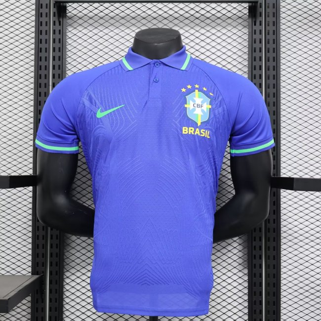 Brazil 2024-25 blue polo player version (The player version is more slim fit, it is recommended to buy one size larger)