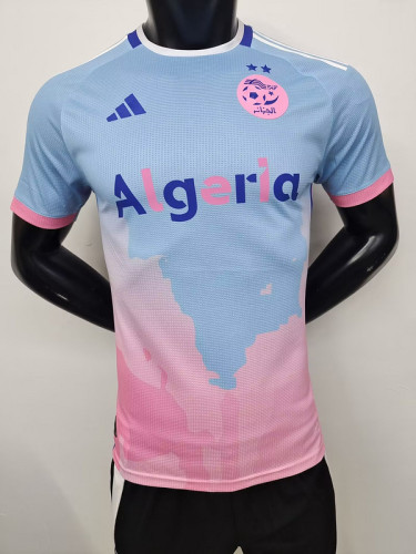 2024-25 Algeria blue and pink player version jersey   (The player version is more slim fit, it is recommended to buy one size larger)