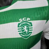 2025-26 Sporting Lisbon home player version jersey    (The player version is more slim fit, it is recommended to buy one size larger)