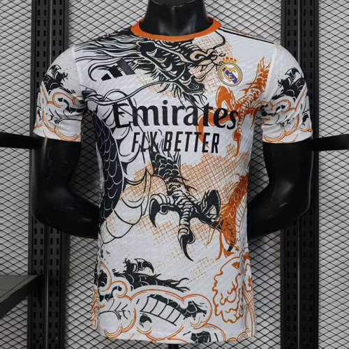 2025-26.Real Madrid  White Black Dragon Claw Special Edition Player  (The player version is more slim fit, it is recommended to buy one size larger)