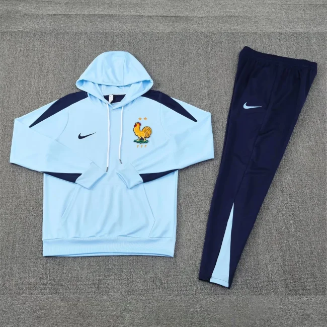 france 2024-25 sky blue hooded training suit