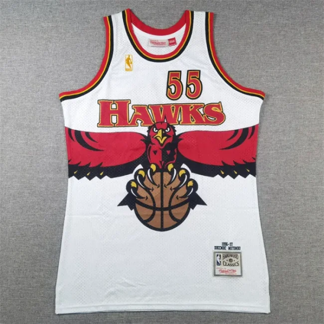 Atlanta Hawks No. 55 Mutombo (Retro White)