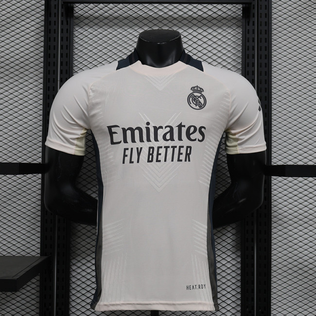 2024-25 Real Madrid pre-match white player version jersey (The player version is more slim fit, it is recommended to buy one size larger)