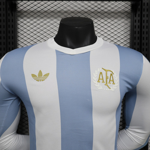 2025-26 Argentina 50th Anniversary long sleeve player version jersey  (The player version is more slim fit, it is recommended to buy one size larger)