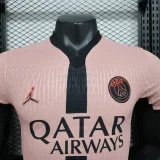 2024-25 paris saint germain away pink player version(The player version is more slim fit, it is recommended to buy one size larger)