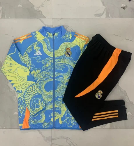 A800# 2024-25 Long Zipper Real Madrid Light Blue (Inkjet Dragon) Suit