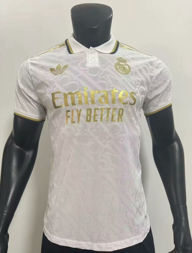 2024-25 Real Madrid white training polo player version(The player version is more slim fit, it is recommended to buy one size larger)