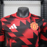 2025-26 Manchester United  red and black player version training jersey   (The player version is more slim fit, it is recommended to buy one size larger)