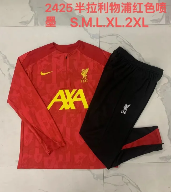 2024-25 Liverpool Half Zip Red Inkjet Suit