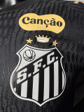 2025-26 Santos black with sponsor player version soccer jersey size  (The player version is more slim fit, it is recommended to buy one size larger)
