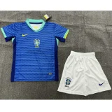 2024 Brazil away blue kids kit