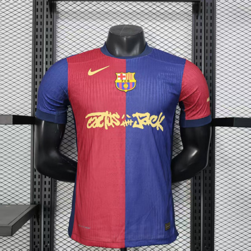 2025-26 Barcelona x Travis Scott Player version jersey   (The player version is more slim fit, it is recommended to buy one size larger)