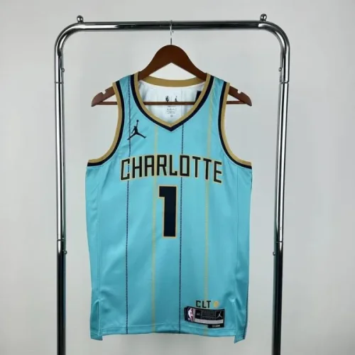 Season 2025 Charlotte Hornets Blue No. 1 BALL NBA Jersey