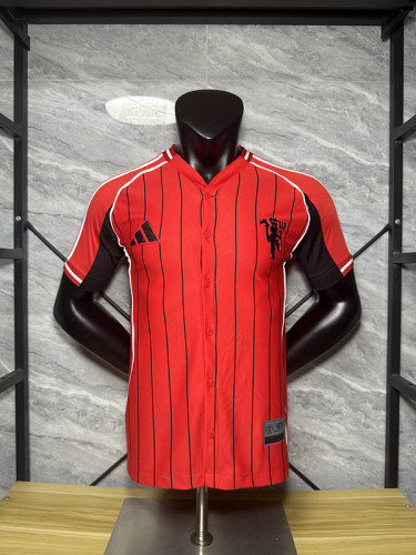 2025-26 Manchester United   red baseball player version jersey (The player version is more slim fit, it is recommended to buy one size larger)