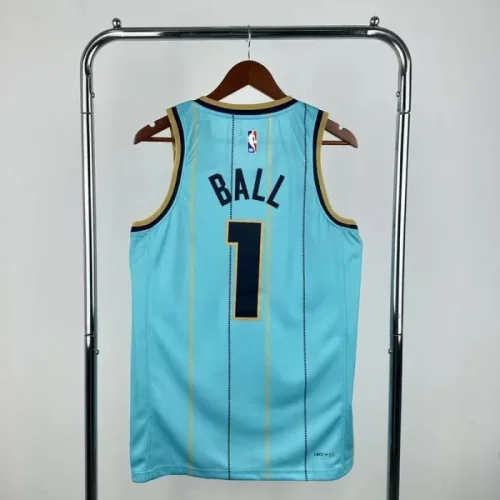 Season 2025 Charlotte Hornets Blue No. 1 BALL NBA Jersey