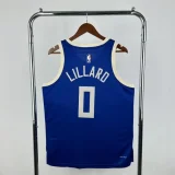 Season 2025 Milwaukee Bucks Blue No. 0 LILLARD NBA Jersey