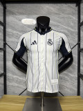 2025-26 Real Madrid white player version baseball jersey