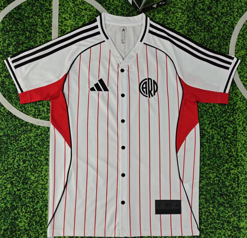 2025-26 River Plate white baseball jersey