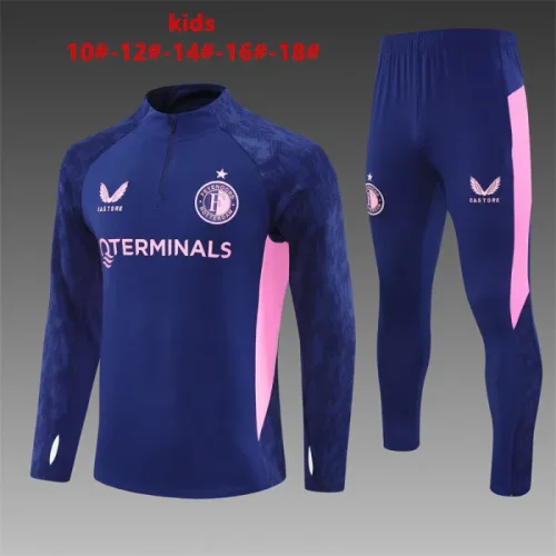 2025-26 Feyenoord Royal Blue Half-Zip Kids Kit