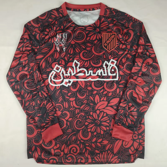25-26 Palestino special version black red long sleeves soccer jersey