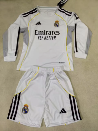 25-26 Real Madrid Home Long Sleeve Kid Kit