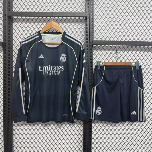 25-26 Real Madrid Away Long Sleeve Kid Kit