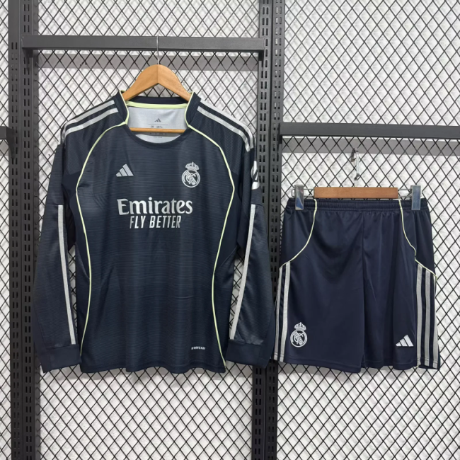 25-26 Real Madrid Away Long Sleeve Kid Kit