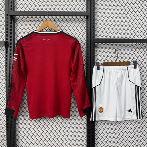 Manchester united 202526 home long sleeve Kids Kit