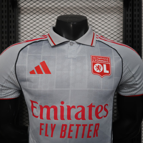 Lyon 2025/26 Third Away player version soccer jersey size S-2XL
