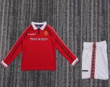 Retro Manchester united 1998/99 Home Long Sleeve kid kit size: 16-28
