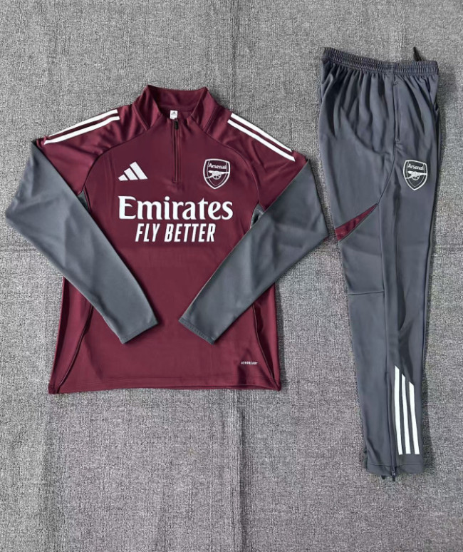 Arsenal 202526 Red Half zipper training clothes Kid Size