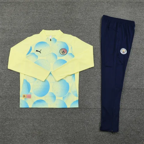 2024-25 Manchester City half-zip light yellow suit [camouflage style]