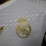 2024-25 Real Madrid   white and gold dragon player version jersey  (The player version is more slim fit, it is recommended to buy one size larger)