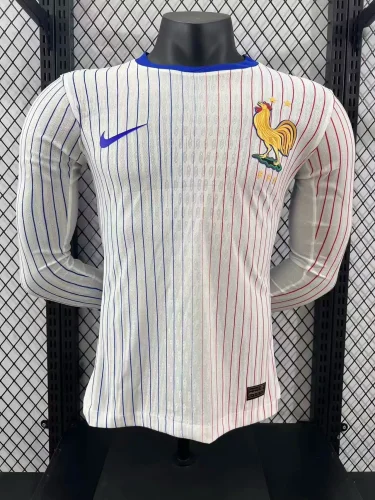 Player Version 2024 France Away Long Sleeve Jersey (The player version is more slim fit, it is recommended to buy one size larger)