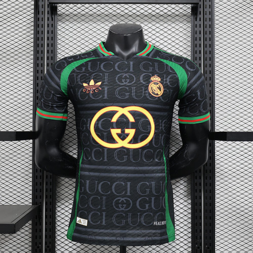 2024-25 Real Madrid VS GUCCI black player version jersey(The player version is more slim fit, it is recommended to buy one size larger)