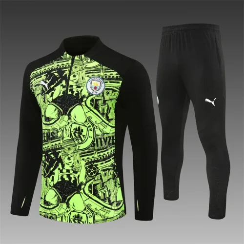2024-25 Manchester City half-zip fluorescent green suit [camouflage style]