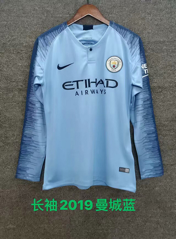 2018-19 Manchester City  home retro long sleeve jersey