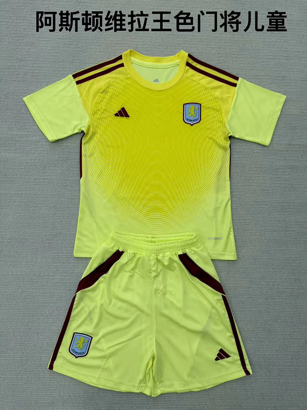 2025-26 Aston Villa yellow Goalkeeper kid kit