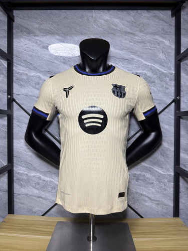 2025-26 Barcelona   beige player version soccer jersey    (The player version is more slim fit, it is recommended to buy one size larger)