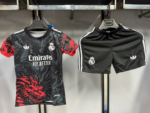 2025-26 .Real Madrid  black and red dragon kid kit size