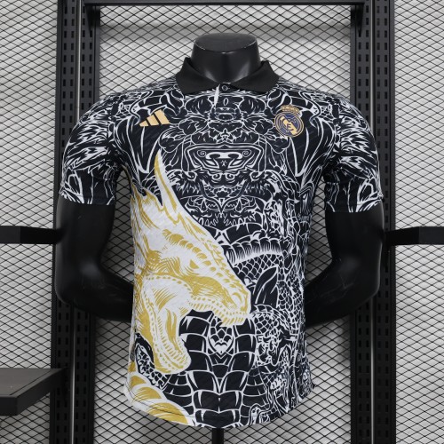 2024-25 Real Madrid black dragon special player version jersey(The player version is more slim fit, it is recommended to buy one size larger)