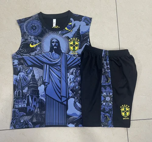 2024-25 Brazil Blue Jesus Vest Suit