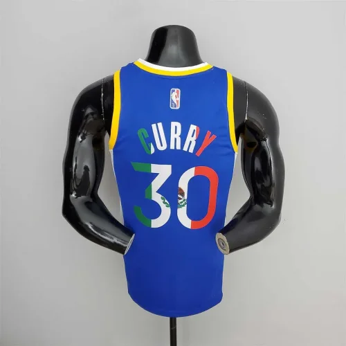 75th Anniversary Golden State Warriors CURRY#30 Mexico Blue NBA Jersey