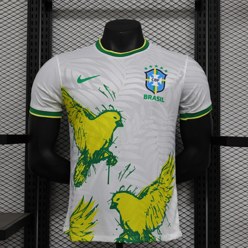 2024-25 Brazil white dove of peace player version jersey   (The player version is more slim fit, it is recommended to buy one size larger)