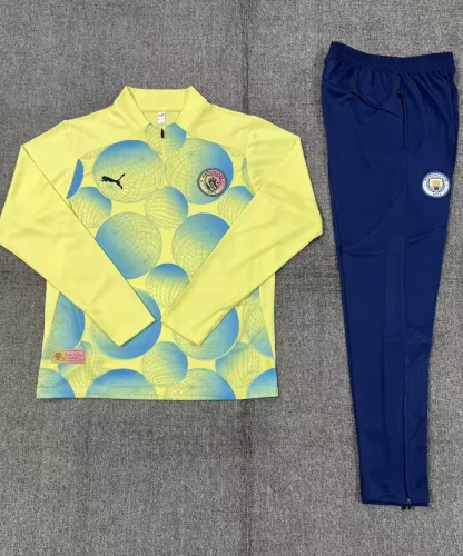 2024-25 Manchester City half-zip light yellow suit [camouflage style] (kids)